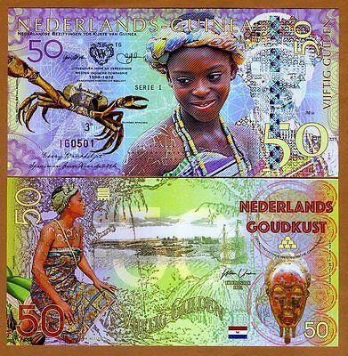 Netherlands Guinea (ghana), 50 Gulden, 2016, Private Issue Polymer, Unc > Crab