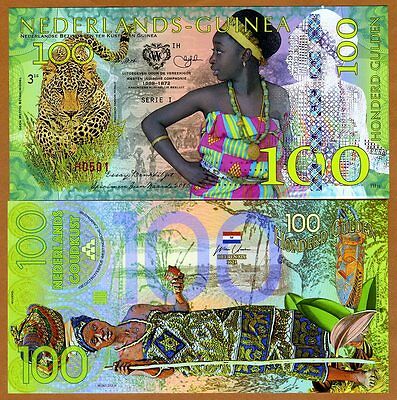 Netherlands Guinea (ghana) 100 Gulden, 2016 Private Issue Polymer, Unc > Leopard